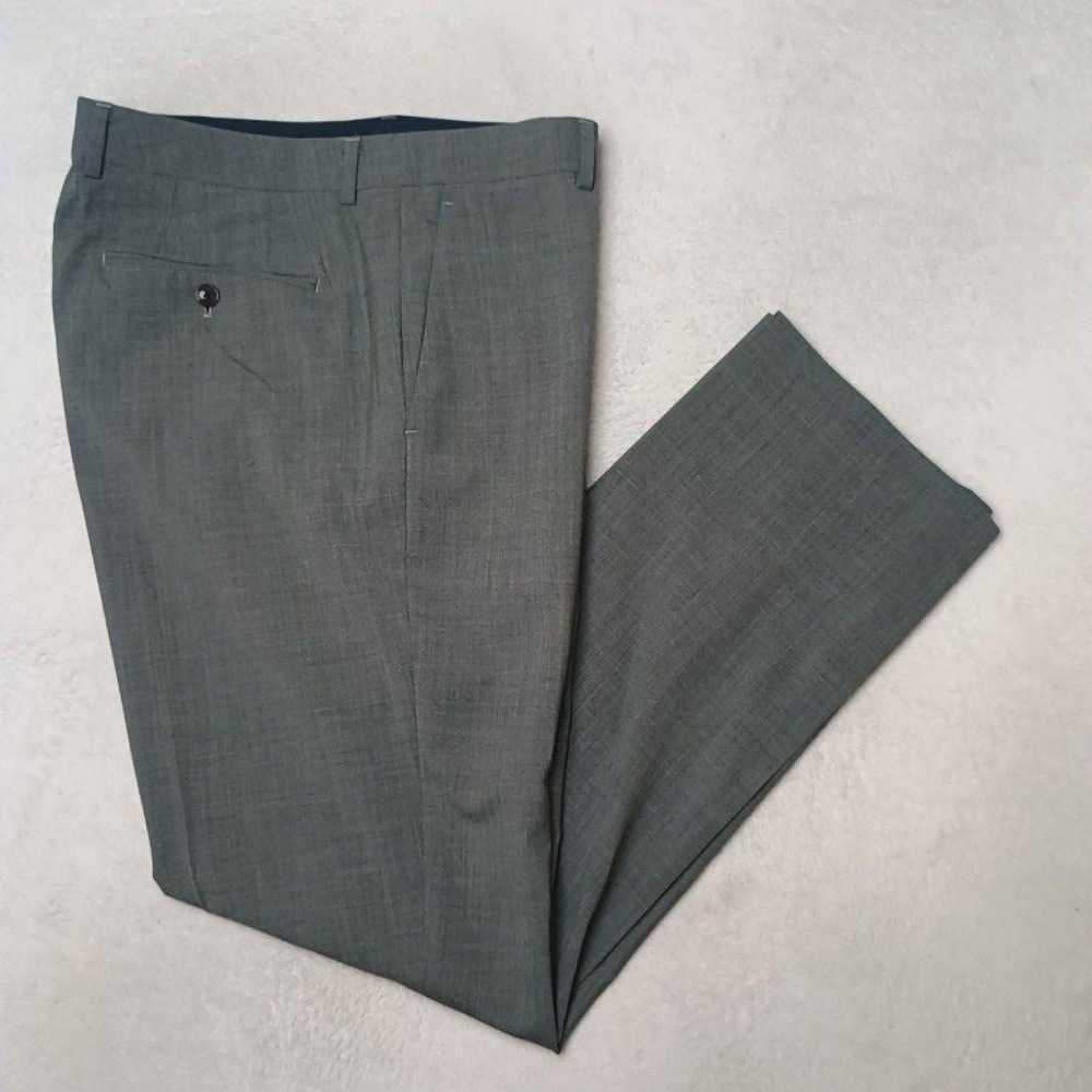Bonobos Pants Men 35x31 Gray Slim Marzotto Wool Stretch Lined Flat Dress Slacks